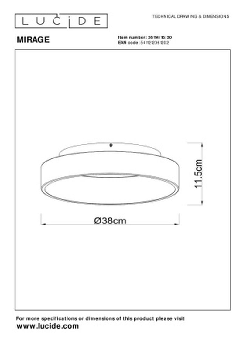 Lucide MIRAGE - Zapustené stropné svietidlo - Ø 38 cm - LED Dim. - 1x18W 2700K - Čierna